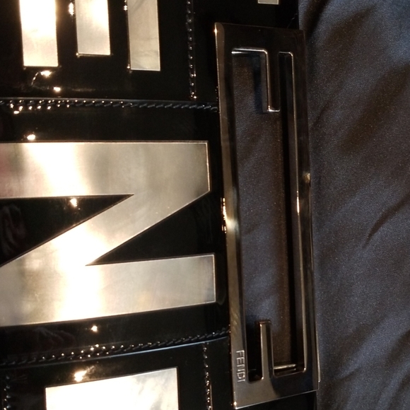 Fendi Bags Fendi Black Patent Crossword Clutch Poshmark